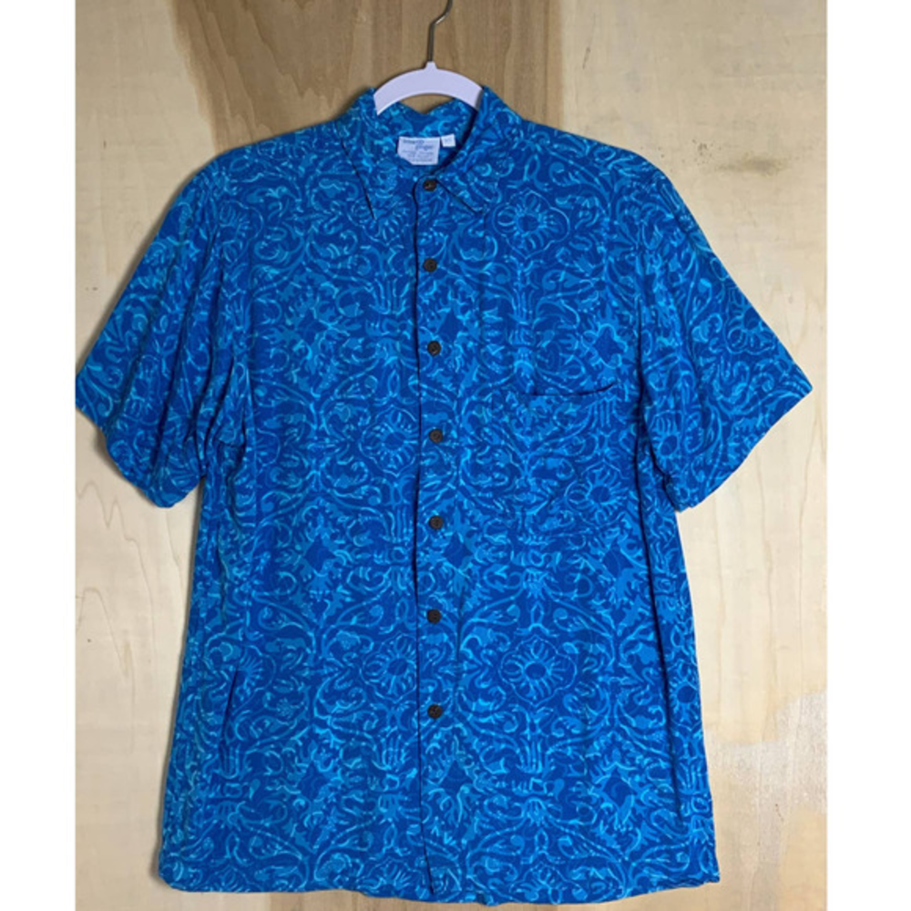 Blue Ginger Button Up Shirt Mens Extra Small‎ Aloha Camp